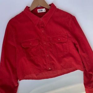 SEEK The Label / LF / Red Corduroy Cropped Button Down / Medium